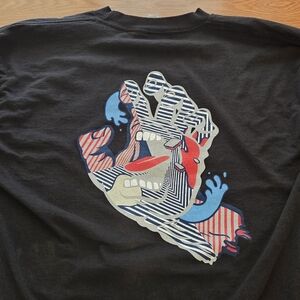 Santa Cruz Shirt Men's Large Black Skateboards Long Sleeve Blue Screaming Hand